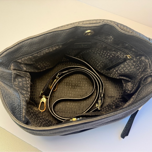 Kate Spade New York Black Pebbled Soft Leather Satchel Crossbody Bag Purse - Picture 8 of 11